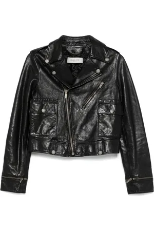 Golden Goose Jakke, Dame, Sort, XS, Sort lynlås-front overtøj med lommer