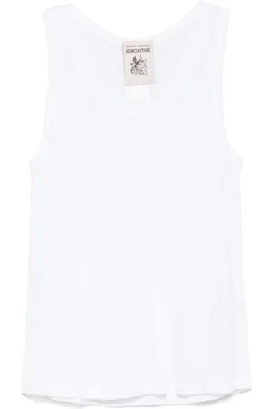 SEMICOUTURE Top, Dame, Hvid, 2XS, Hvid Ærmeløs Top med Scoop Neck