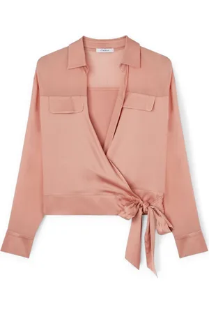 Motivi Bluser & Skjorter, Dame, Lyserød, L, Satin, Satinbluse med krydsning