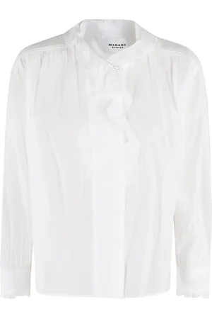 Isabel Marant Bluser & Skjorter, Dame, Hvid, 2XS, Bomuld, Hvid Bomuld Voile V-Hals Bluse