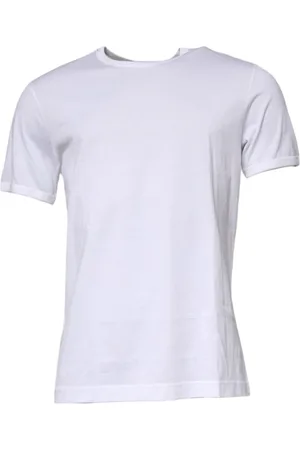Dolce & Gabbana Top, Herre, Hvid, L, Bomuld, Hvid Bomuld Crew Neck T-shirt