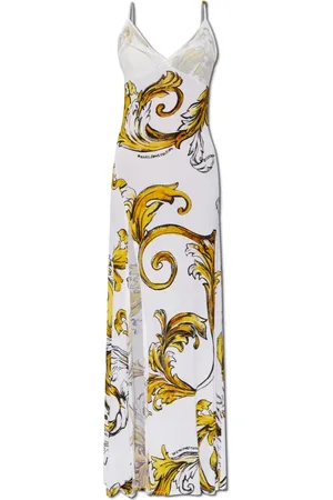 VERSACE Kjole, Dame, Hvid, M, Uld, Kjole med frontslids