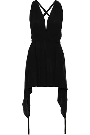 Caravana Kjole, Dame, Sort, ONE SIZE, Bomuld, Sort Halterneck Kjole med Tassel Detalje
