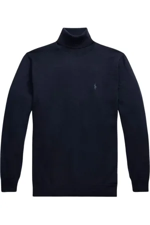 Ralph Lauren Strik, Herre, Blå, S, Uld, Uld Turtleneck Sweater Vaskbar