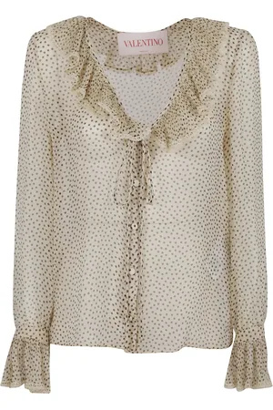 VALENTINO GARAVANI Bluser & Skjorter, Dame, , M, Chiffon, Chiffon Micro Polka Dot Skjorte