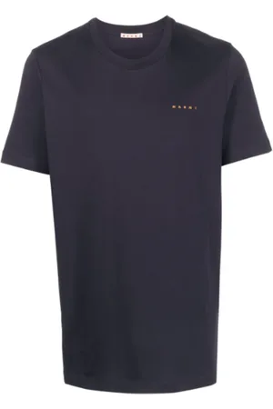 Marni Top, Herre, Blå, XL, Blå Sort Logo T-shirt