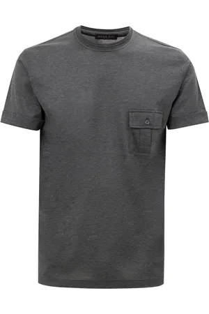 corneliani Top, Herre, Grå, L, Bomuld, Mørkegrå Lomme T-shirt Made in Italy