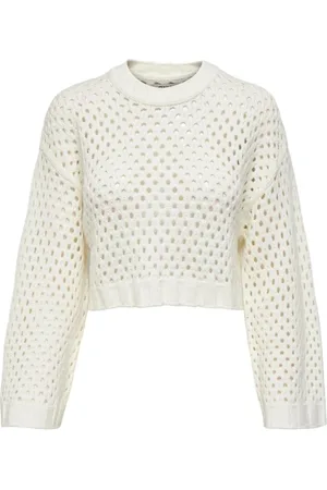 ONLY Strik, Dame, Hvid, L, Uld, Kort Strik Pullover Sweater