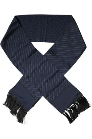 Dolce & Gabbana Tilbehør, Herre, Blå, ONE SIZE, Mørkeblå Fantasy Frynser Hals Wrap