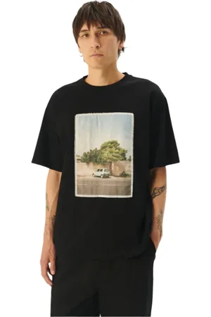Rue de Tokyo Top, unisex, Sort, XL, Bomuld, Let Jersey med Stor Fotoprint