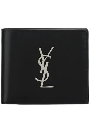 Saint Laurent Tilbehør, Herre, Sort, ONE SIZE, Præget Monogram Kalveskind Pengepung