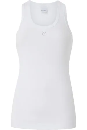 Pinko Top, Dame, Hvid, L, Bomuld, Ærmeløs Lommeregner Tank Top