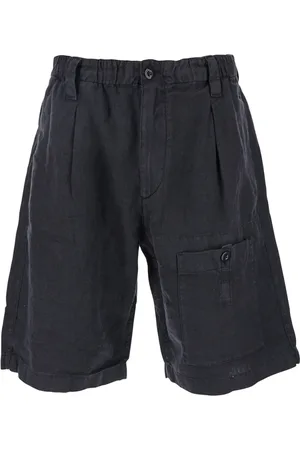 C.P. Company Shorts, Herre, Blå, XL, Uld, Blå Linne Bermuda Shorts med Logo Patch