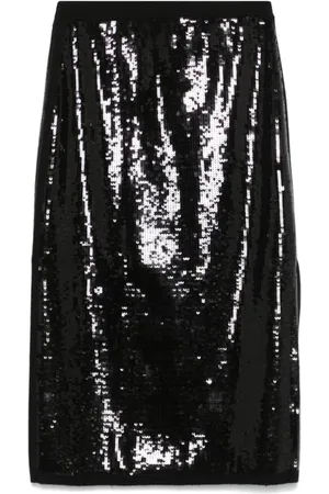 Twin-Set Nederdel, Dame, Sort, XS, Uld, Elegant Sort Midi Nederdel