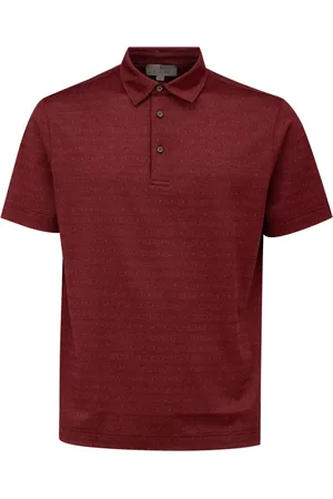 CANALI Top, Herre, Rød, L, Bomuld, Burgundy Polo Shirt med korte ærmer