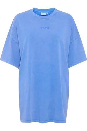 Gestuz Top, Dame, Blå, L, Bomuld, Oversize Tee Top Palace
