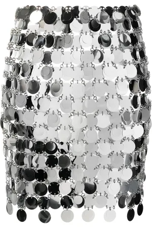 Paco rabanne Nederdel, Dame, Grå, S, Polyester, Argento Cirkel Nederdel Asymmetrisk Design