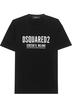Dsquared2 Top, Herre, Sort, M, Bomuld, Sort T-shirt med print, korte ærmer