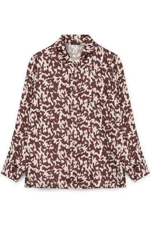 Fiorella rubino Bluser & Skjorter, Dame, Brun, 4XL, Satin, Skjorte med leopardprint