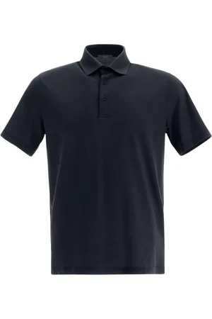 HERNO Top, Herre, Blå, L, Bomuld, Jersey Crepe Polo Shirt