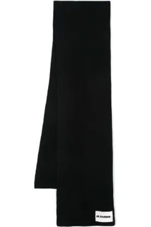 Jil Sander Tilbehør, unisex, Sort, ONE SIZE, Uld, Logo Halstørklæde
