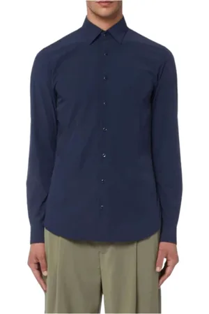 Michael Kors Skjorte, Herre, Blå, L, Polyester, Performance Slim Skjorte
