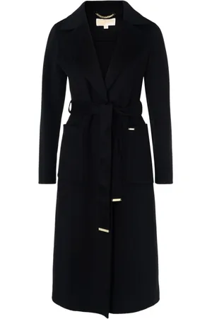 Michael Kors Frakke, Dame, Sort, L, Uld, Ulden Wrap Coat med bælte