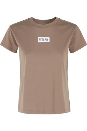 Maison Margiela Top, Dame, Brun, XS, Minimalist Logo Print Tee