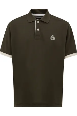 CANALI Top, Herre, Grøn, 2XL, Bomuld, Kortærmet grøn khaki polo