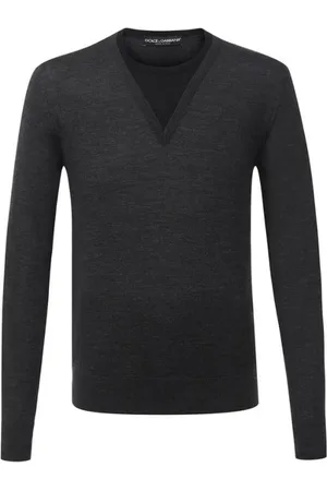 Dolce & Gabbana Strik, Herre, Grå, 2XL, Uld, Grå Uld Crew Neck Sweater