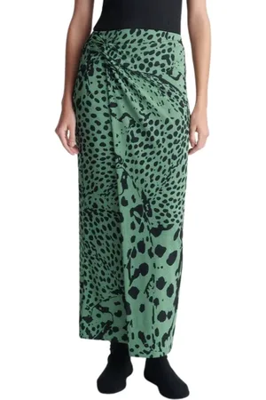 Nanushka Nederdel, Dame, Grøn, M, Polyester, Grøn/sort nederdel med detaljer