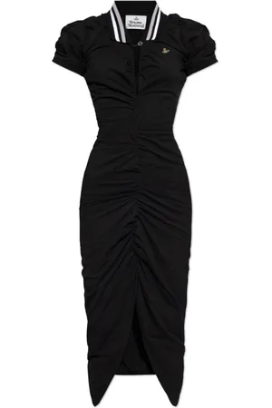 Vivienne Westwood Kjole, Dame, Sort, XS, Bomuld, Kjole med rynkning