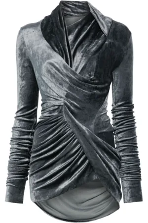 Rick Owens Top, Dame, Grå, S, Steel Magnetic Langærmet Top