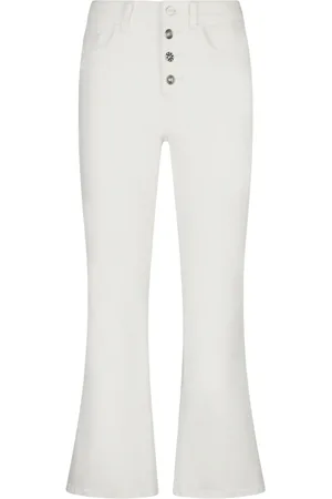 Liu Jo Bukser, Dame, Hvid, W27, Bomuld, Højtaljede bootcut bukser