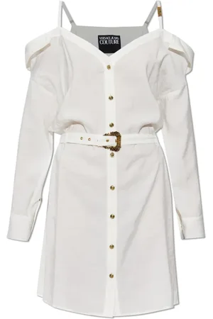 VERSACE Kjole, Dame, Hvid, 3XS, Uld, Off-shoulder kjole