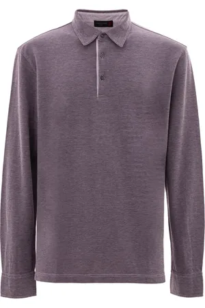 corneliani Top, Herre, Lilla, L, Bomuld, Indigo Langærmet Poloshirt