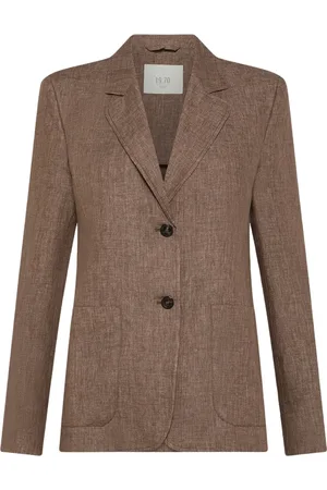 SEVENTY BY SERGIO TEGON Jakke, Dame, Brun, S, Linned, Linnedblazer med reverskrave