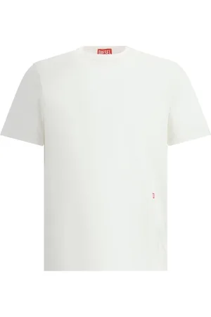 Diesel Top, Herre, Hvid, M, Bomuld, Moderne Monogram T-Shirt med Sideslidser