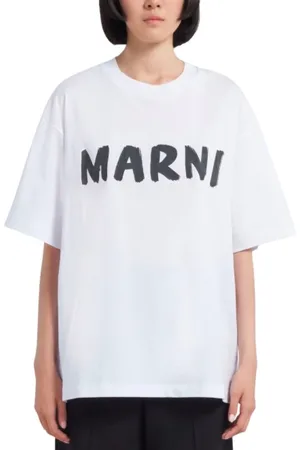 Marni Top, Dame, Hvid, XS, Uld, Hvid Logo T-shirt