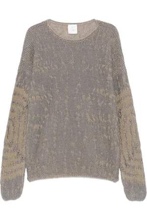 ROA Strik, Herre, Grå, L, Beige Grå Vortex Crewneck Sweater