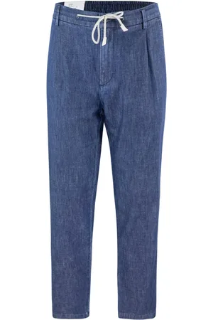 ELEVENTY Jeans, Herre, Blå, W34, Denim, Blå Denim Bukser med Justerbar Snøre