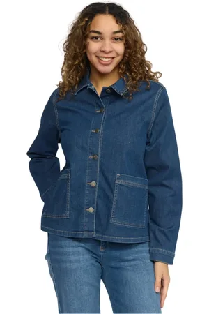 2-Biz Jakke, Dame, Blå, M, Denim, Denim Blazer med store forlommer
