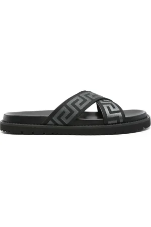 VERSACE Sko, Herre, Sort, 40 EU, Uld, Sorte Sandaler til Stilfuldt Look