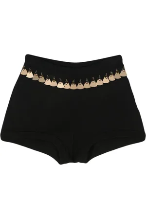 Paco rabanne Undertøj, Dame, Sort, XS, Uld, Sort Mesh Mini Shorts med Guld Bælte