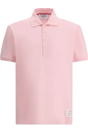Thom Browne Top, Herre, Lyserød, M, Uld, Ikonisk Polo Skjorte med Bånd