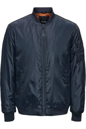 Only & Sons Jakke, Herre, Blå, XS, Polyester, Bomberjakke med VD-stil