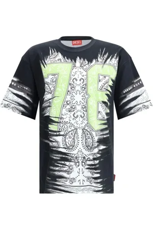 Diesel Top, Herre, Sort, L, Bomuld, Moderne T-Norm-R1 T-shirt med Paisley-detalje