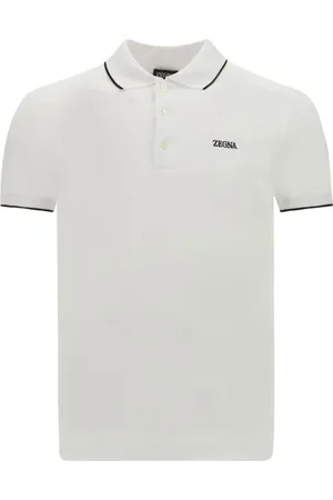 Ermenegildo Zegna Top, Herre, Hvid, M, Bomuld, Bomuldspolo med kontrastdetaljer