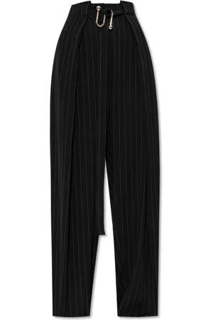 Sportmax Bukser, Dame, Sort, 2XS, Polyester, Bukser med stribet mønster Berard