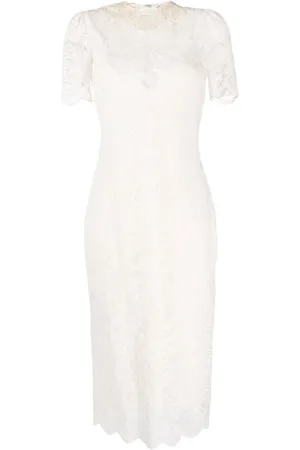 Paco rabanne Kjole, Dame, , M, Nylon, Elegant Guipure Midi Kjole i